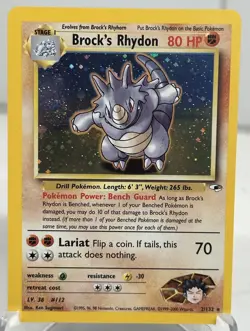 Pokemon Brock’s Rhydon #2/132 Holo Gym Heroes WOTC NM Vintage SWIRL🌀 - Image 1