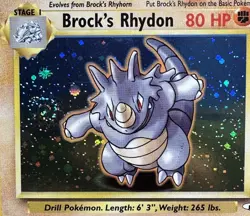 Pokemon Brock’s Rhydon #2/132 Holo Gym Heroes WOTC NM Vintage SWIRL🌀 - Image 4