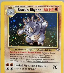 Pokemon Brock’s Rhydon #2/132 Holo Gym Heroes WOTC NM Vintage SWIRL🌀 - Image 5