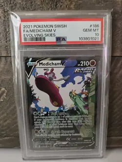 Pokemon TCG Medicham V Evolving Skies 186/203 Holo Alt Art Ultra Rare PSA 10 - Image 1