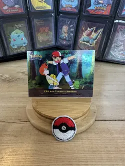 Pokemon Topps Rare Card TV Animation Blue Logo EP3 – Ash HOLO - BLUE LOGO - Image 1
