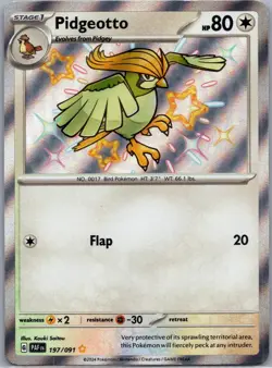 Pidgeotto 197/091 Shiny Rare Paldean Fates Pokemon Holo Near Mint - Image 1