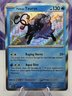 Paldean Tauros 120/091 Shiny Rare Paldean Fates Pokemon NM - Image 1