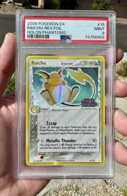 2006 POKEMON EX HOLON PHANTOMS #15 RAICHU-REVERSE FOIL Holo PSA 9 Low pop - Image 1