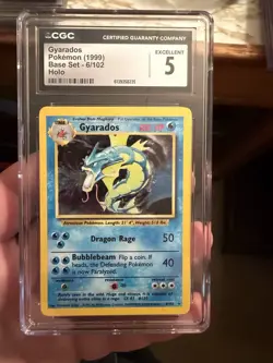 CGC 5 Gyarados Base Set 6/102 Holo Rare 1999-2000 Wizards EN - Image 1