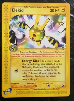 Pokemon TCG Elekid 009/147 Aquapolis Regular ereader 2002 - Image 1