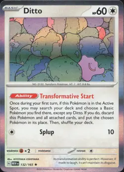 Pokemon Ditto 132/165 Rare 151 Holo Near Mint - Image 1