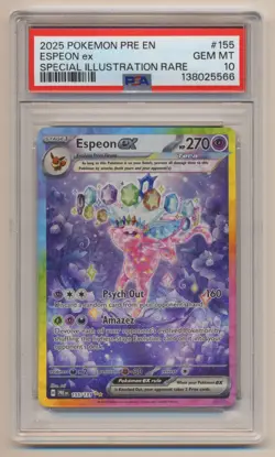PSA 10 Pokemon Prismatic Evolutions SIR Illustration Espeon EX 155/131 GEM MINT - Image 1