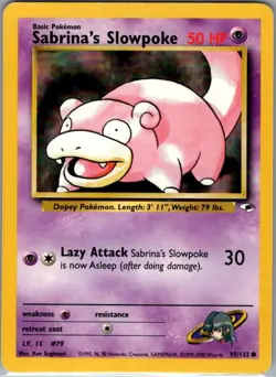 Sabrina's Slowpoke 95/132 Non Holo Gym Heroes - Pokemon Card - LP - Image 1