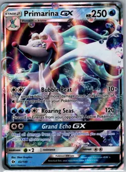 Primarina GX 42/149 SM Base Set - Pokemon Card - NM - Image 1