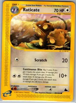 Raticate 89/144 Non Holo Skyridge - Pokemon Card - NM - Image 1