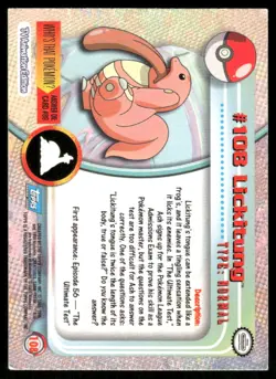 Pokemon Cards Lickitung #108 Topps Trading Cards HOLO Series 2 LP *2 - Image 2