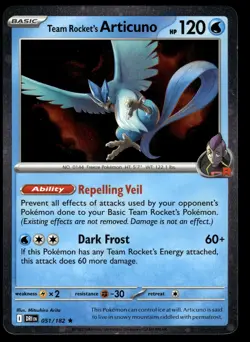 TEAM ROCKET'S ARTICUNO - 051/182 Rare Destined Rivals Pokemon Cosmo Holo NM - Image 1
