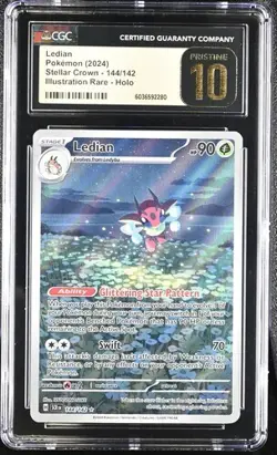 ⭐⭐⭐ CGC 10 Pristine Ledian 144/142 Stellar Crown Illustration Rare Pokemon - Image 1