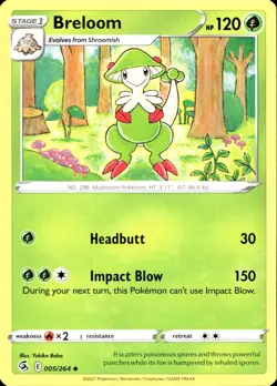 BRELOOM 005/264 Pokemon Card Fusion Strike Near Mint - Image 1