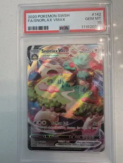 2020 POKEMON SNORLAX VMAX 142/202 FULL ART SWORD & SHIELD BASE PSA 10 - Image 1