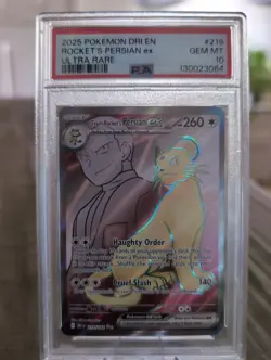 Team Rocket's Persian EX #219/182 Ultra Rare Destined Rivals Pokemon 2022 PSA 10 - Image 1