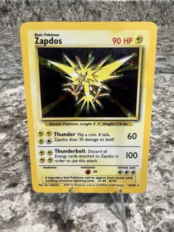 Pokemon TCG Zapdos 16/102 Holo Base Set Unlimited MP - Image 1