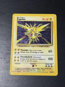 ZAPDOS | Pokemon TCG 1999 | (Base Set) Holo Foil Vintage # 16/102 MP - Image 3