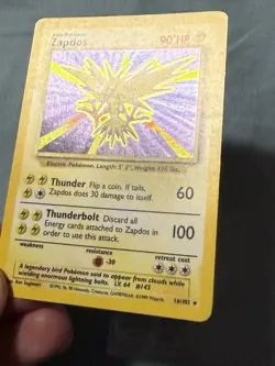 Zapdos Base Set 16/102 Holo Unlimited Holo Rare Pokemon TCG - MP - Image 2