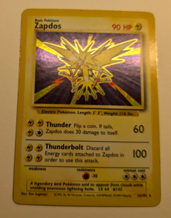 Pokemon Zapdos Card 16/102 Base Set Holo Rare Vintage 1999 WOTC MP+/LP - Image 3