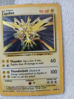 Pokemon TCG Zapdos Base Set 16/102 Holo Unlimited Holo Rare PLAYED MP - Image 4