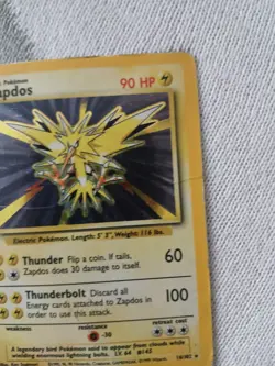 Pokemon TCG Zapdos Base Set 16/102 Holo Unlimited Holo Rare PLAYED MP - Image 5