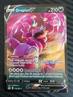 Pokemon TCG Drapion V Sword & Shield Lost Origin 118/196 Holo NM - Image 1