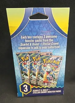 Pokemon Scarlet and Violet Stellar Crown Hanger Box 3x Booster Pack New Sealed - Image 2