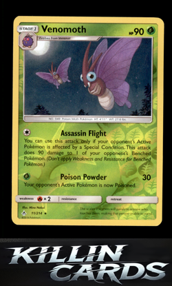 Reverse Holofoil Venomoth 11/214 Pokemon Rare SM - Unbroken Bonds Card NM - Image 1