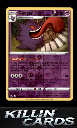 Reverse Holofoil Gengar 057/198 Pokemon Holo Rare SWSH06: Chilling Reign Card NM - Image 1