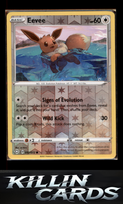 Reverse Holofoil Eevee 052/072 Pokemon Common Shining Fates Card NM - Image 1