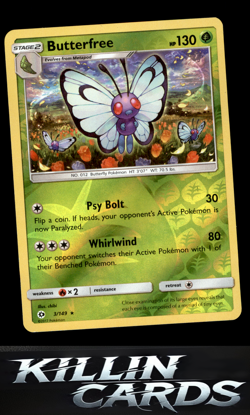 Reverse Holofoil Butterfree 3/149 Pokemon Rare SM Base Set Card NM - Image 1