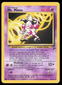 Mr. Mime - 27/130 - Pokemon Base Set 2 Rare Card WOTC NM - Image 1