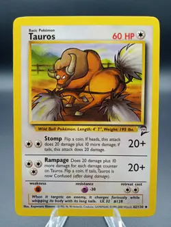 1999 Pokemon Base Set 2 Tauros #62 EXTREMELY LP - Image 1
