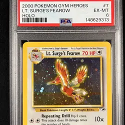 Lt. Surge's Fearow 7/132 Holo Gym Heroes Pokemon PSA 6 - Image 1