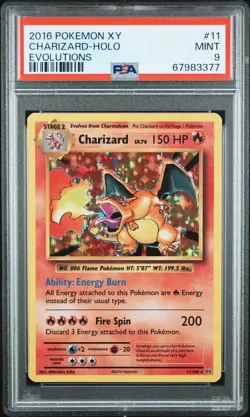 PSA 9 Charizard 11/108 Holo Rare XY Evolutions 2016 English Pokemon TCG Card - Image 1