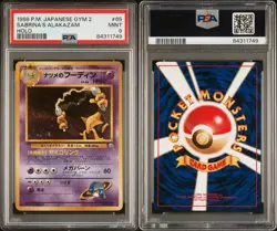 1999 Pokemon Japanese Gym 2 Challenge Sabrina’s Alakazam #65 Holo PSA 9 SWIRL - Image 3