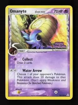 Omanyte 74/110 Common Holon Phantoms Pokemon Reverse Holo Heavily Played - Image 1