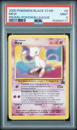 PSA 9 2000 Black Star League Promo Pokemon Card Mew 8 - MINT! - Image 1
