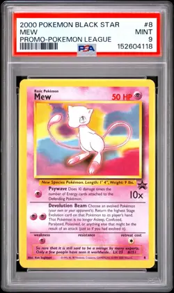 PSA 9 2000 Black Star League Promo Pokemon Card Mew 8 - MINT! - Image 1