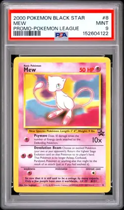 PSA 9 2000 Black Star League Promo Pokemon Card Mew 8 - MINT! - Image 1