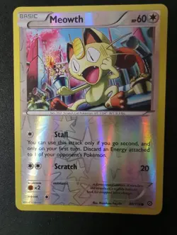 Meowth 88/114 Steam Siege Pokemon Reverse Holo MP - Image 1