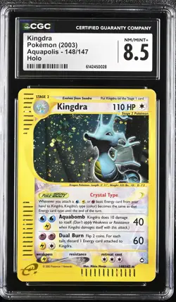 CGC 8.5 NM/MINT+ Kingdra 148/147 Aquapolis Holo Pokemon Card - Image 1