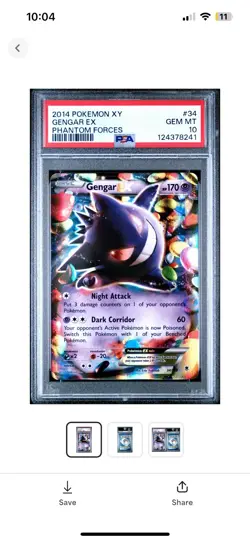 2014 POKEMON XY PHANTOM FORCES #34 GENGAR EX PSA 10 - Image 1