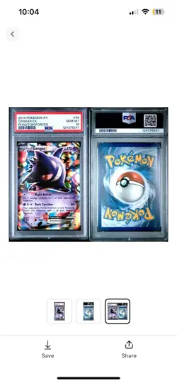 2014 POKEMON XY PHANTOM FORCES #34 GENGAR EX PSA 10 - Image 3