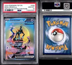 2024 POKEMON TEMPORAL FORCES SPECIAL ILLUSTRATION RARE#206 IRON CROWN EX PSA 10 - Image 3
