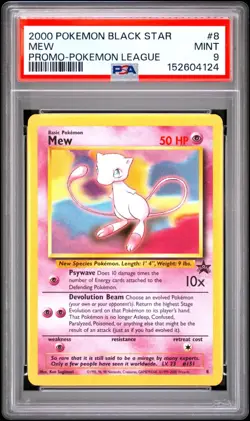PSA 9 2000 Black Star League Promo Pokemon Card Mew 8 - MINT! - Image 1
