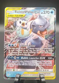 Pokemon TCG Blastoise and Piplup GX Tag Team 38/236 Cosmic Eclipse - Image 1