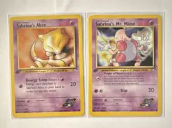 Pokemon Gym Challenge 2-Card Lot 1st Ed Sabrina's Abra 91/132 Mr. Mime 94/132 - Image 1